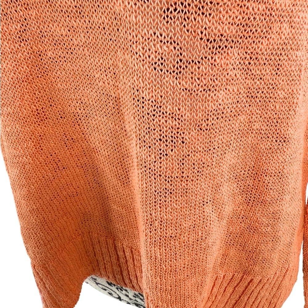 Eileen Fisher Linen Cotton Blend V-Neck Lightweight Loose Knit High-Low Sweater - Picture 8 of 12
